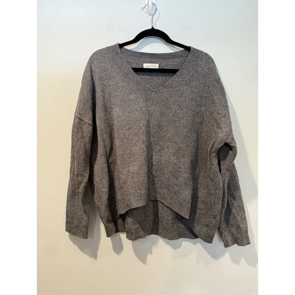 Treasure & Bond Sweater Women Large Grey Cotton Wool Travel Minimal Stretch Knit